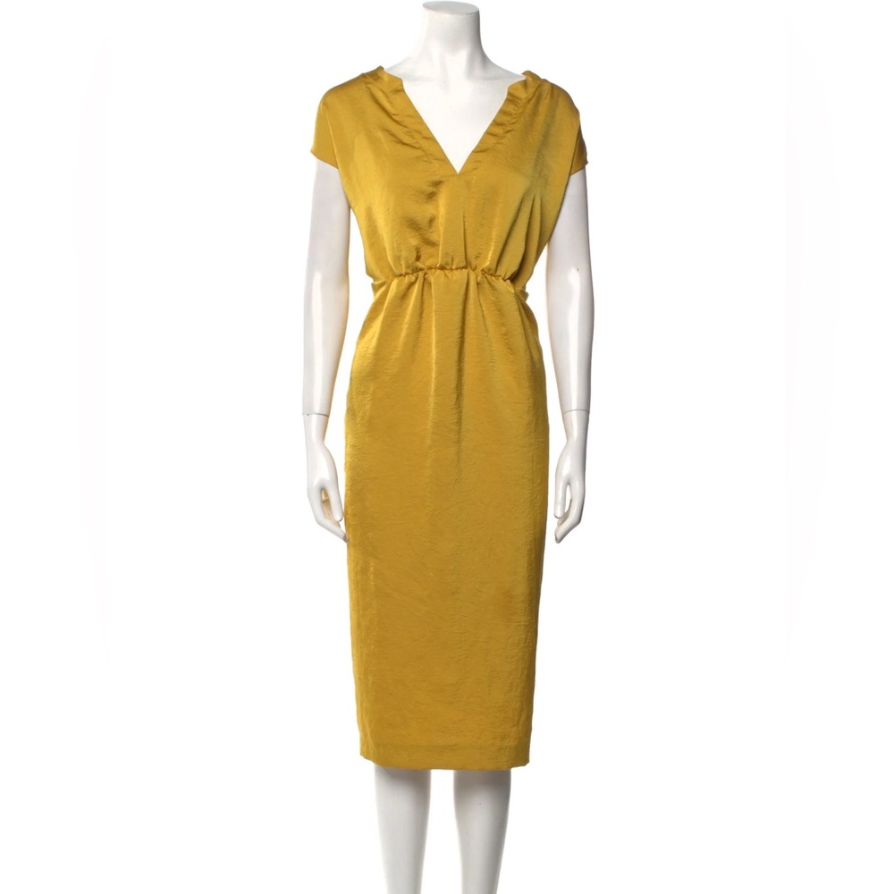 Marina Rinaldi- voyage- made in Italy- Mustard Midi Dress- a approx size large